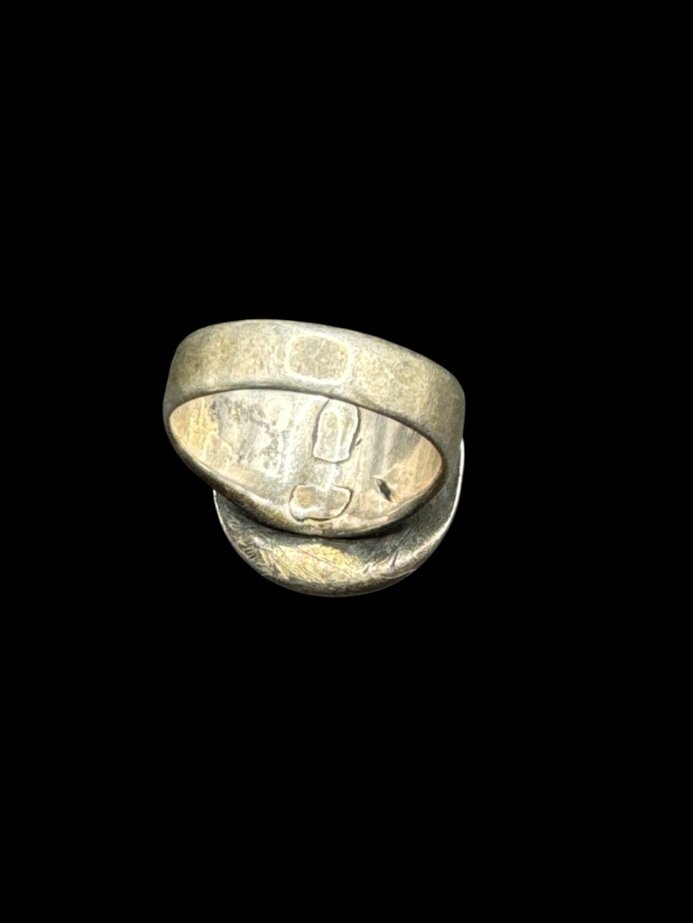 Vintage Art Deco Sterling Silver Operculum Ring size 7 Sterling Evil Eye Ring 7 - Picture 4 of 6